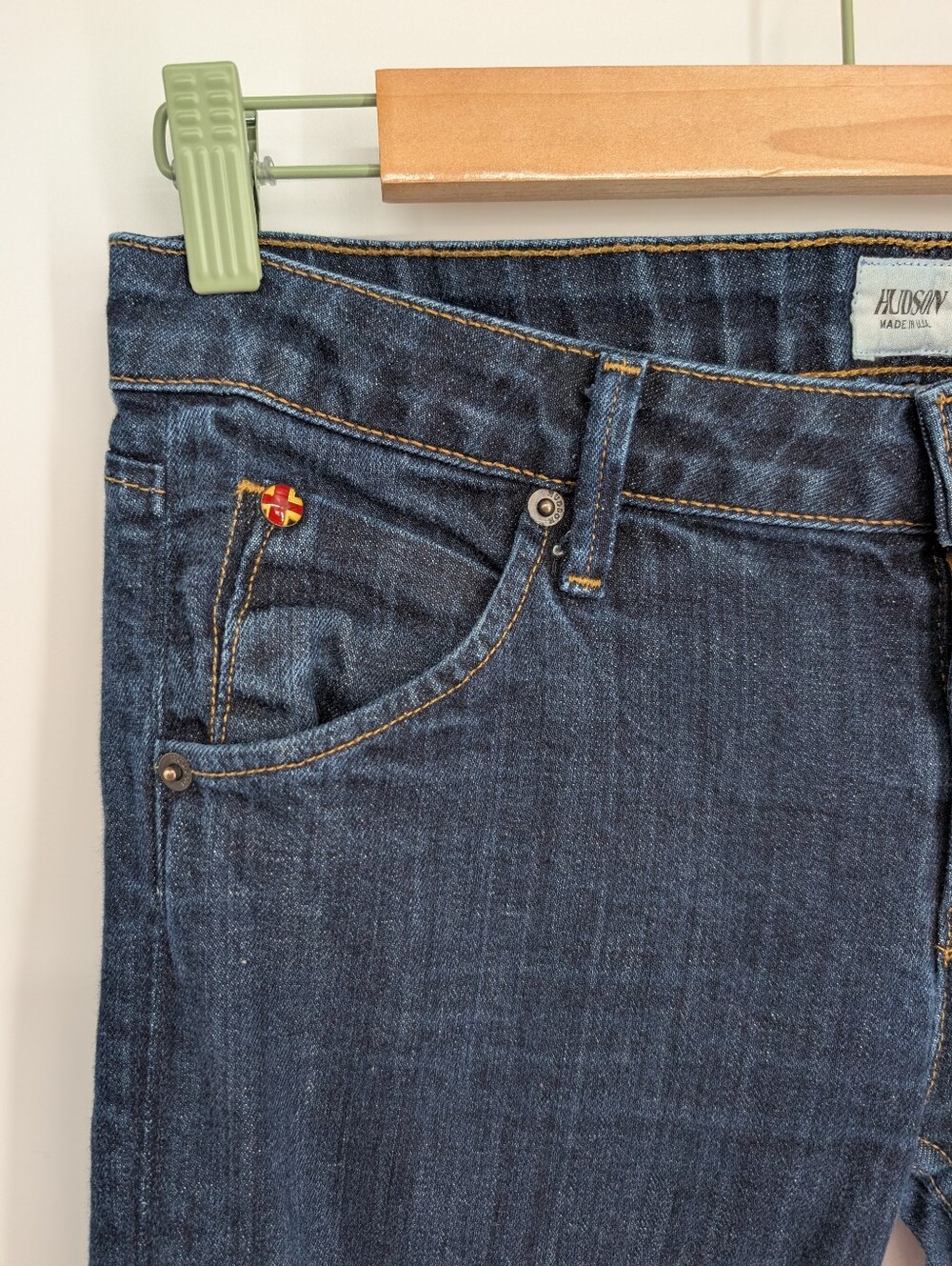 Hudson Straight Leg Jeans Low Rise Flap Pocket Dark Blue Size 28 Y2k Denim - Picture 4 of 9